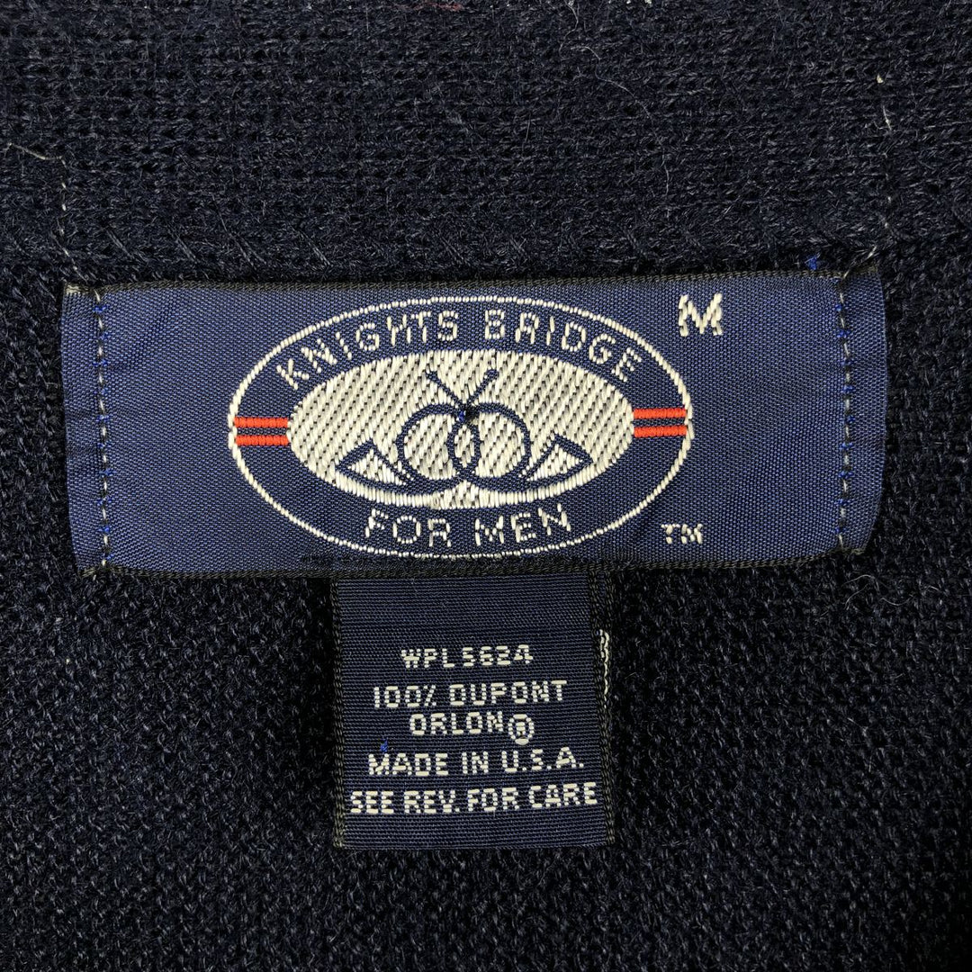 Knights Bridge for Men Acrylic Knit Cardigan, Made in USA, Men's Size M (approx.) Oron Acrylic navy blue type Vintage Second Hand