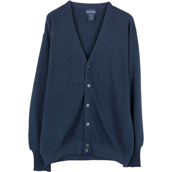 ParFour Acrylic Knit Cardigan, Made in USA, Men's Size L (Equivalent), Vintage acrylic navy blue type Vintage Second Hand