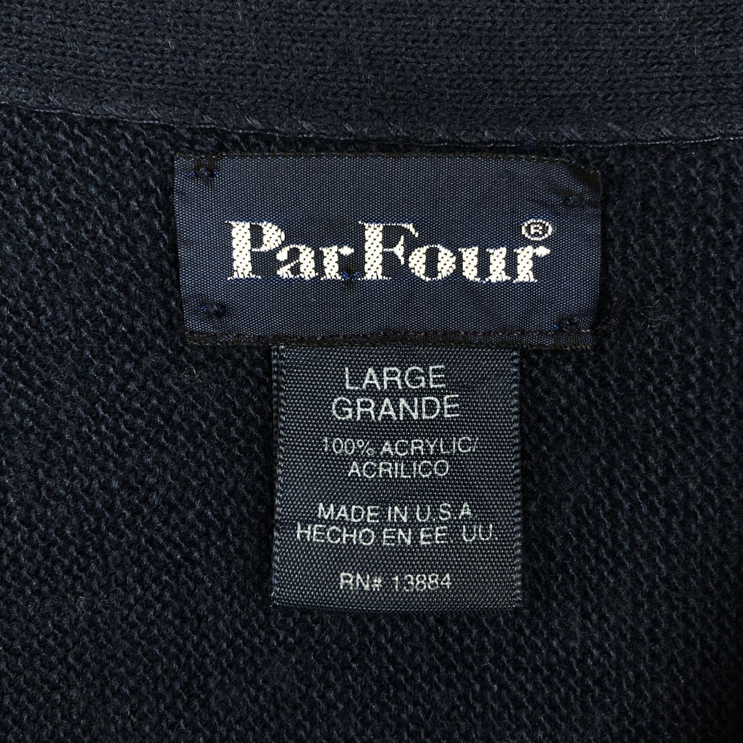 ParFour Acrylic Knit Cardigan, Made in USA, Men's Size L (Equivalent), Vintage acrylic navy blue type Vintage Second Hand