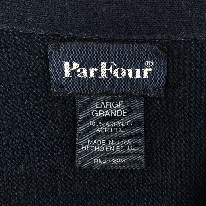 ParFour Acrylic Knit Cardigan, Made in USA, Men's Size L (Equivalent), Vintage acrylic navy blue type Vintage Second Hand