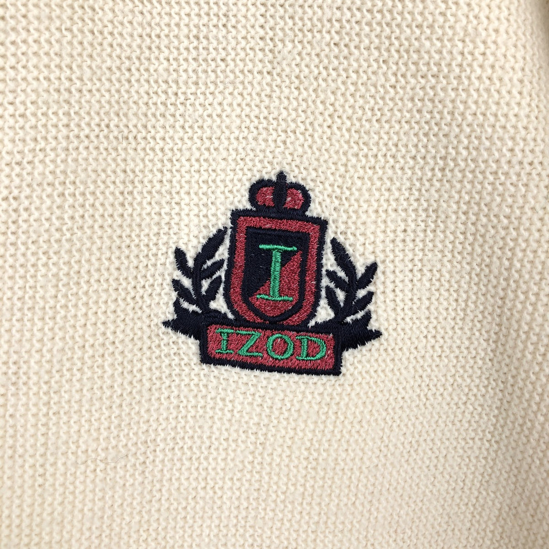IZOD Acrylic Knit Cardigan, Made in USA, Men's Size L acrylic Beige type Vintage Second Hand