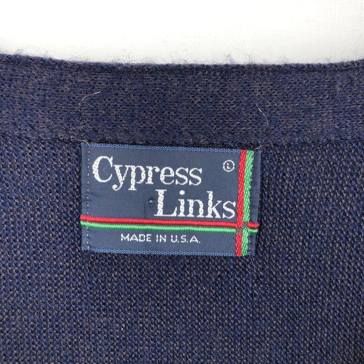 Cypress Links knit cardigan, made in USA, men's size L equivalent, vintage. unclear navy blue type Vintage Second Hand