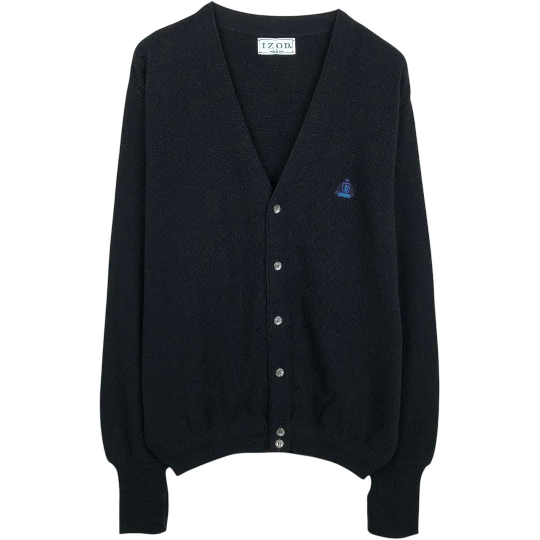 IZOD Acrylic Knit Cardigan, Made in USA, Men's Size L acrylic black type Vintage Second Hand