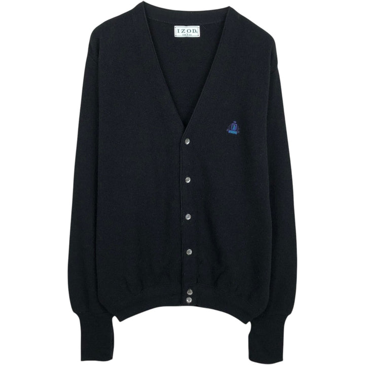 IZOD Acrylic Knit Cardigan, Made in USA, Men's Size L acrylic black type Vintage Second Hand