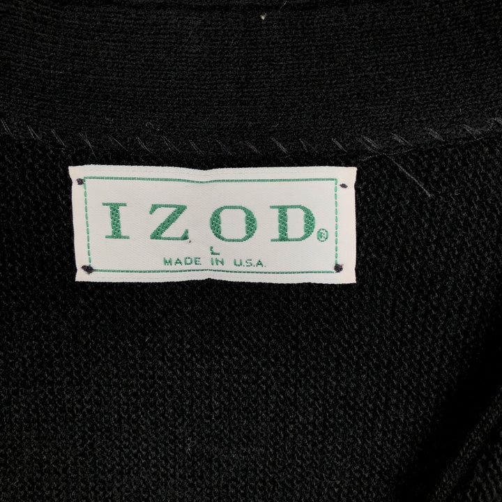 IZOD Acrylic Knit Cardigan, Made in USA, Men's Size L acrylic black type Vintage Second Hand