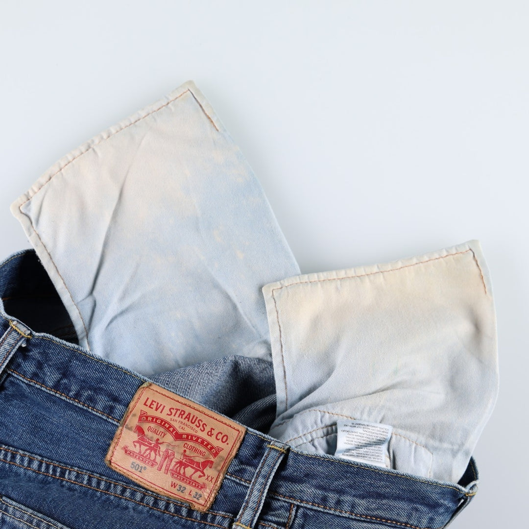 Levi's 501 straight denim pants for men, size W34 cotton navy blue type Vintage Second Hand