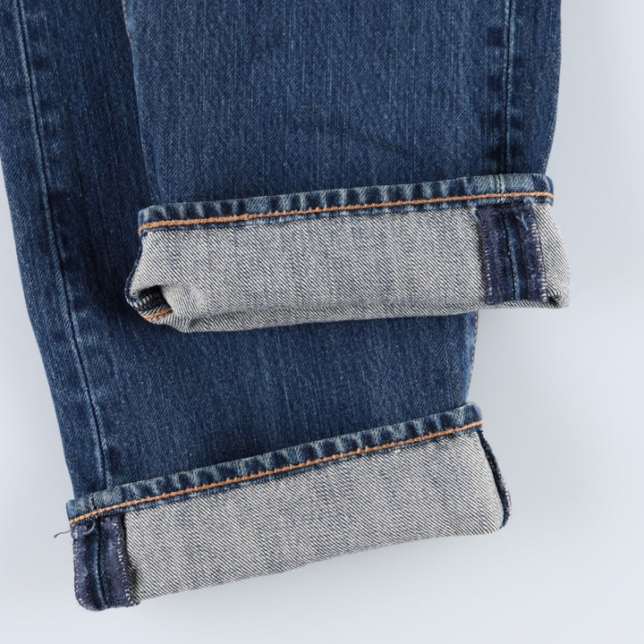 Levi's 501 LEVI'S PREMIUM Big E straight denim pants, men's size W32 (approx.) cotton navy blue type Vintage Second Hand
