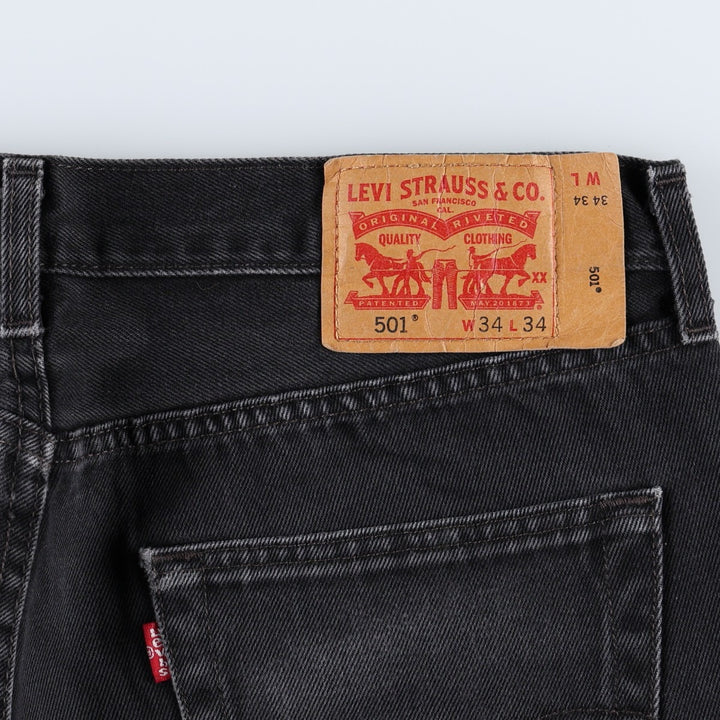Levi's 501 Black Denim Straight Denim Pants for Men, W34 equivalent cotton black type Vintage Second Hand