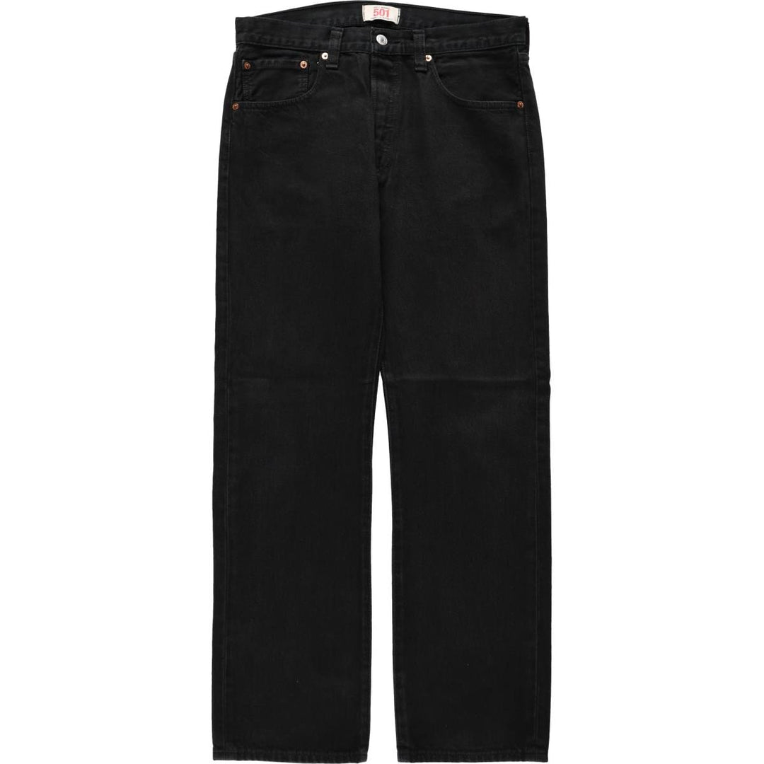 Levi's 501 Straight Leg Button-Fly Black Denim Straight Leg Jeans, Men's Size W33 (approx.) unclear black type Vintage Second Hand