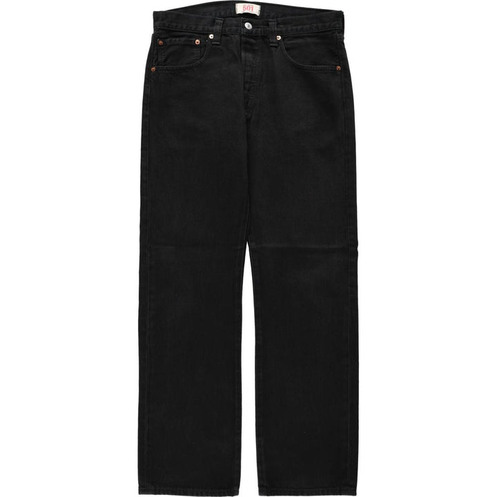 Levi's 501 Straight Leg Button-Fly Black Denim Straight Leg Jeans, Men's Size W33 (approx.) unclear black type Vintage Second Hand