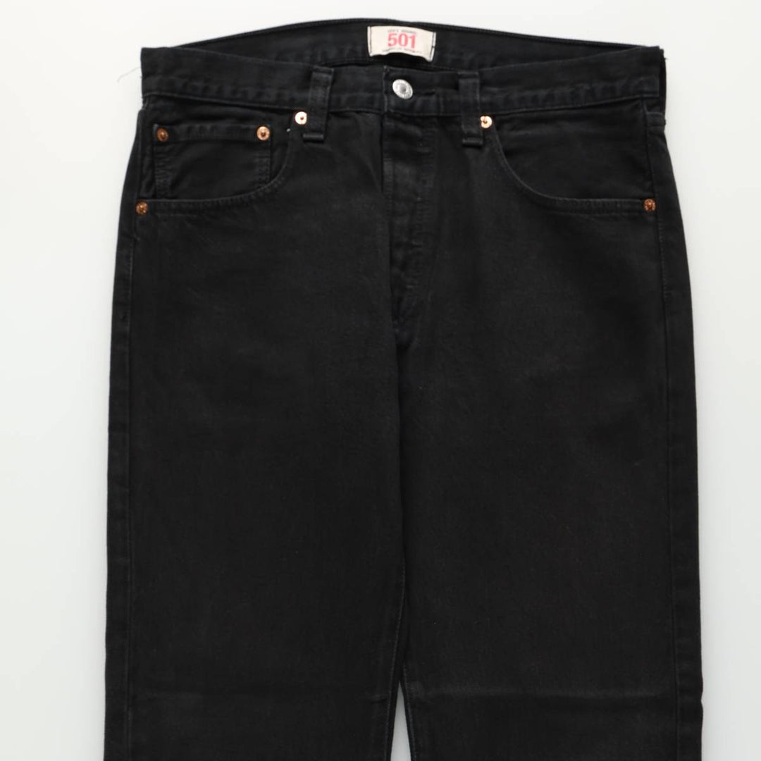 Levi's 501 Straight Leg Button-Fly Black Denim Straight Leg Jeans, Men's Size W33 (approx.) unclear black type Vintage Second Hand