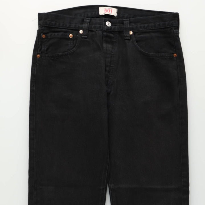 Levi's 501 Straight Leg Button-Fly Black Denim Straight Leg Jeans, Men's Size W33 (approx.) unclear black type Vintage Second Hand