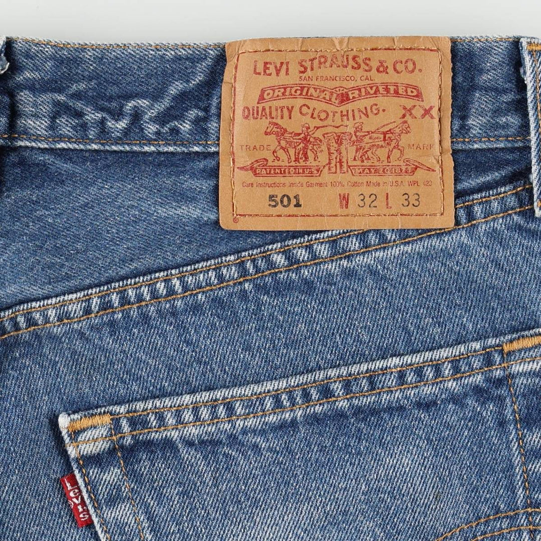 2000'S Levi's 501 0115 Straight Denim Pants, Made in USA, Men's Size W32 (approx.) cotton blue type Vintage Second Hand