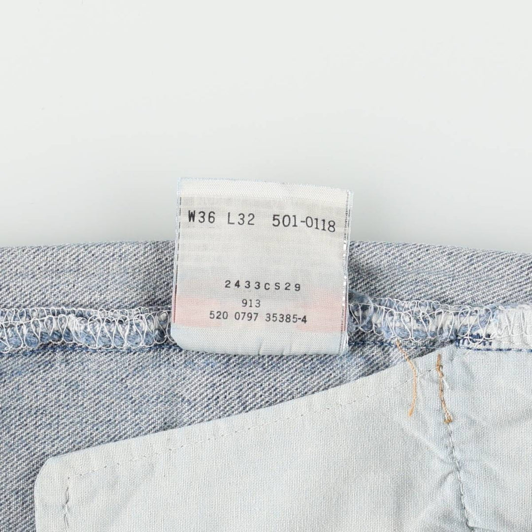 1990'S Levi's 501-118 Straight Denim Pants, Made in USA, Men's W35 (approx.), Vintage cotton blue type Vintage Second Hand