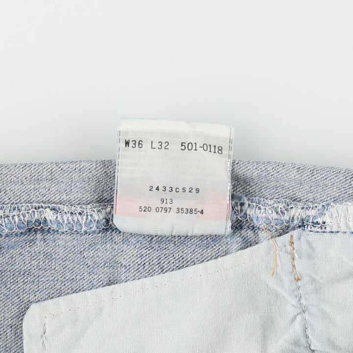 1990'S Levi's 501-118 Straight Denim Pants, Made in USA, Men's W35 (approx.), Vintage cotton blue type Vintage Second Hand
