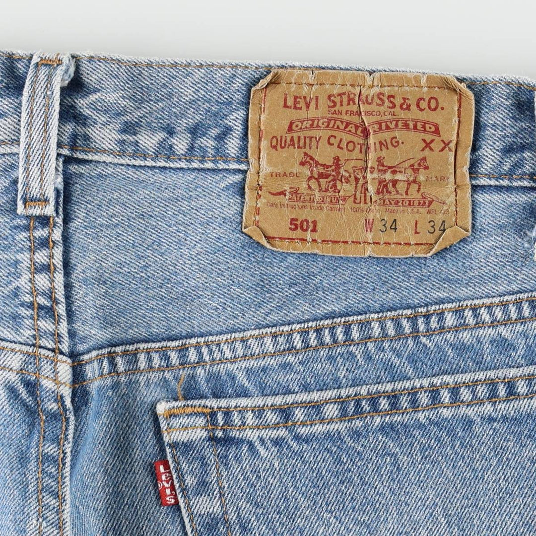 Levi's 501-0191 Straight Denim Pants, Made in USA, Men's Size W34 (approx.) cotton blue type Vintage Second Hand