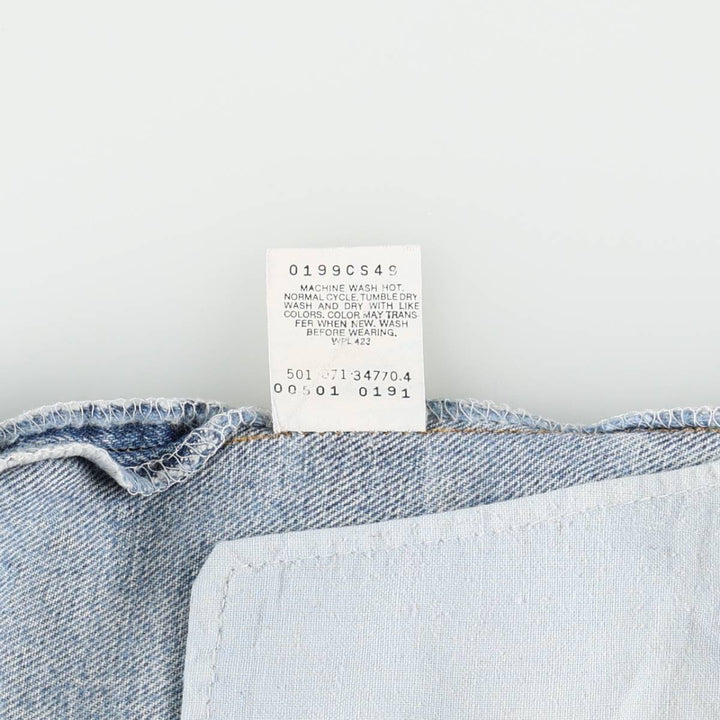 Levi's 501-0191 Straight Denim Pants, Made in USA, Men's Size W34 (approx.) cotton blue type Vintage Second Hand