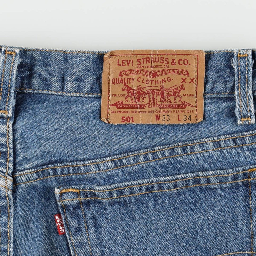 90'S Levi's 501-0115 Straight Denim Pants Made in USA Men's W32 Vintage cotton blue type Vintage Second Hand