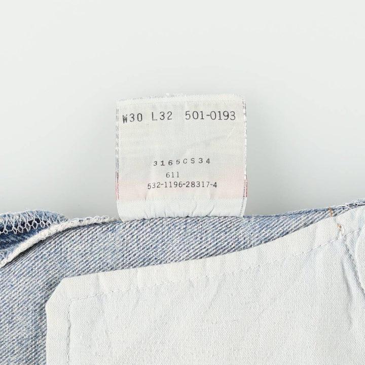 90'S Levi's 501-0193 Straight Denim Pants Made in USA Men's W30 Vintage cotton Blue type light blue Vintage Second Hand