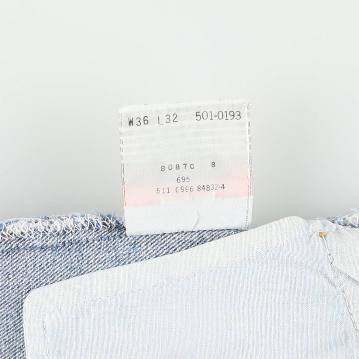 90'S Levi's 501-0193 Straight Denim Pants, Made in USA, Men's, Size 35, Vintage cotton blue type Vintage Second Hand