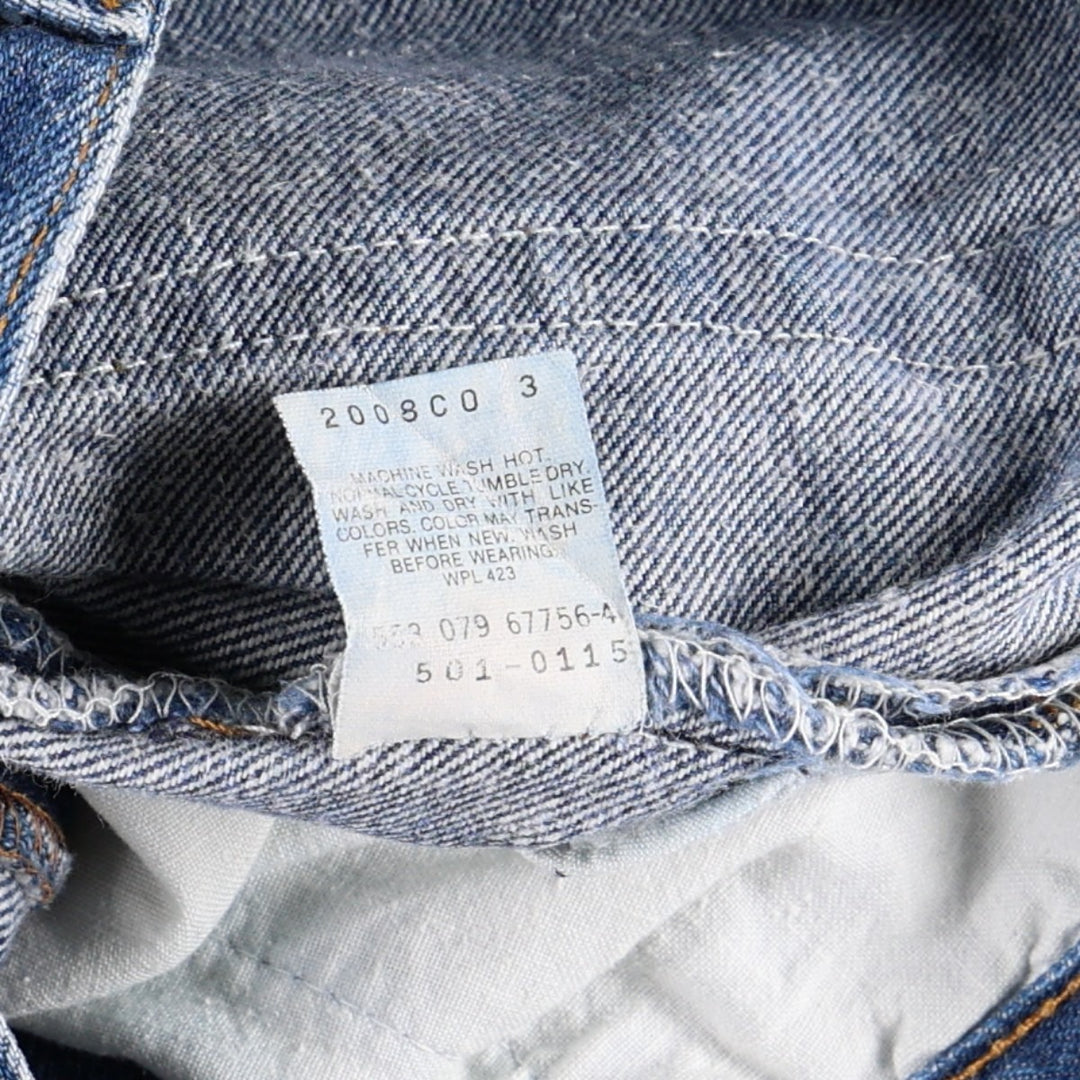 90'S Levi's 501-0115 Straight Denim Pants Made in USA Men's W32 Vintage cotton blue type Vintage Second Hand