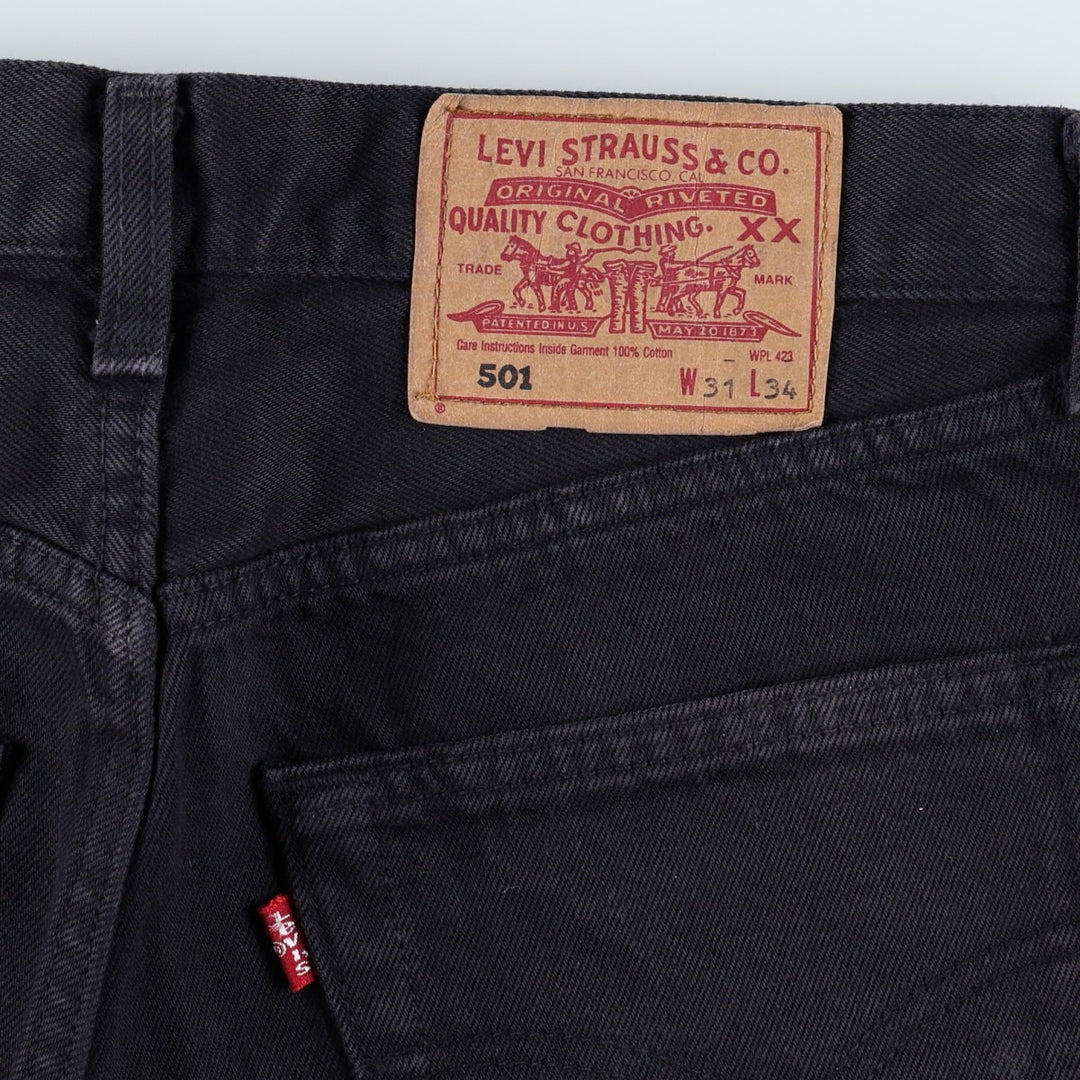 1990'S Levi's 501-0163 Black Denim Straight Leg Jeans, Made in USA, Men's Size W30 (approx.), Vintage cotton black type Vintage Second Hand