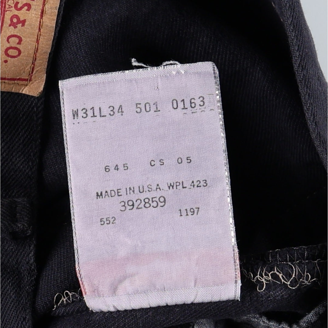 1990'S Levi's 501-0163 Black Denim Straight Leg Jeans, Made in USA, Men's Size W30 (approx.), Vintage cotton black type Vintage Second Hand