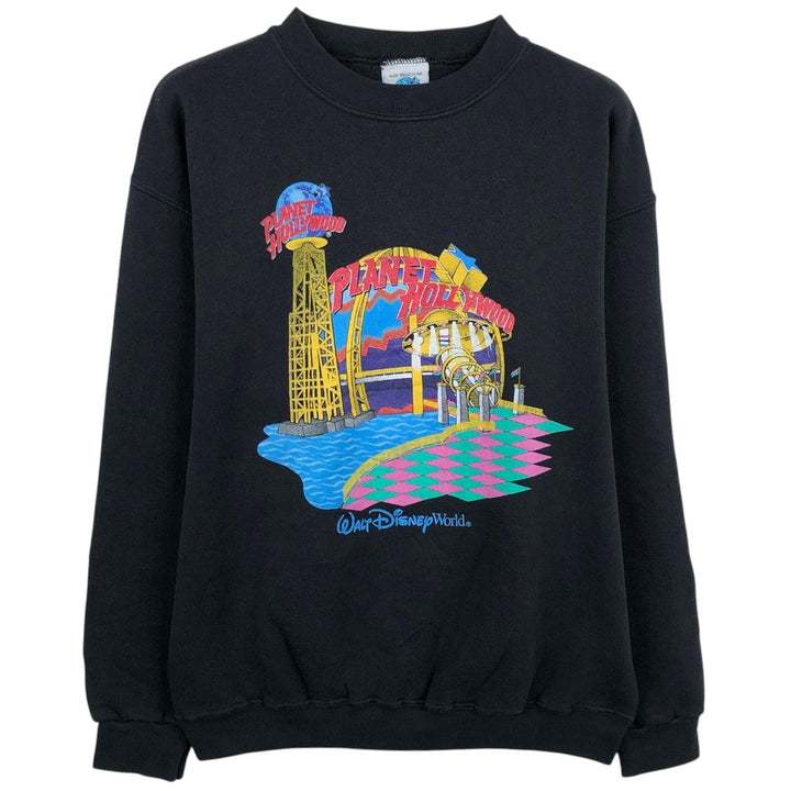90'S Planet Hollywood Advertising Sweatshirt, Made in USA, Men's M, Vintage cotton black type Vintage Second Hand