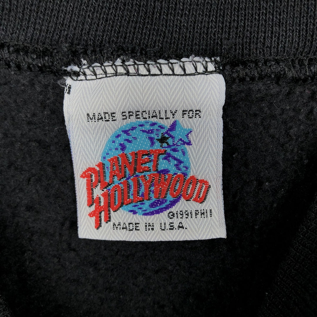 90'S Planet Hollywood Advertising Sweatshirt, Made in USA, Men's M, Vintage cotton black type Vintage Second Hand