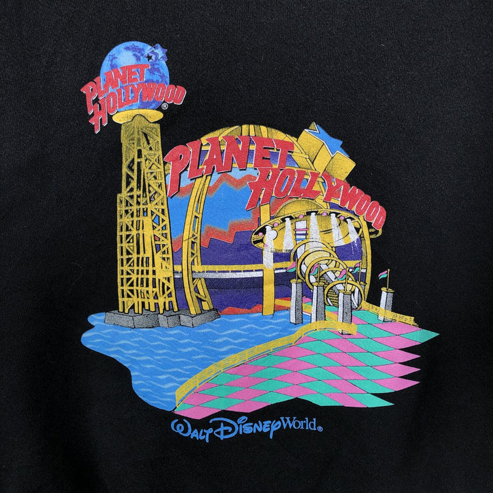 90'S Planet Hollywood Advertising Sweatshirt, Made in USA, Men's M, Vintage cotton black type Vintage Second Hand