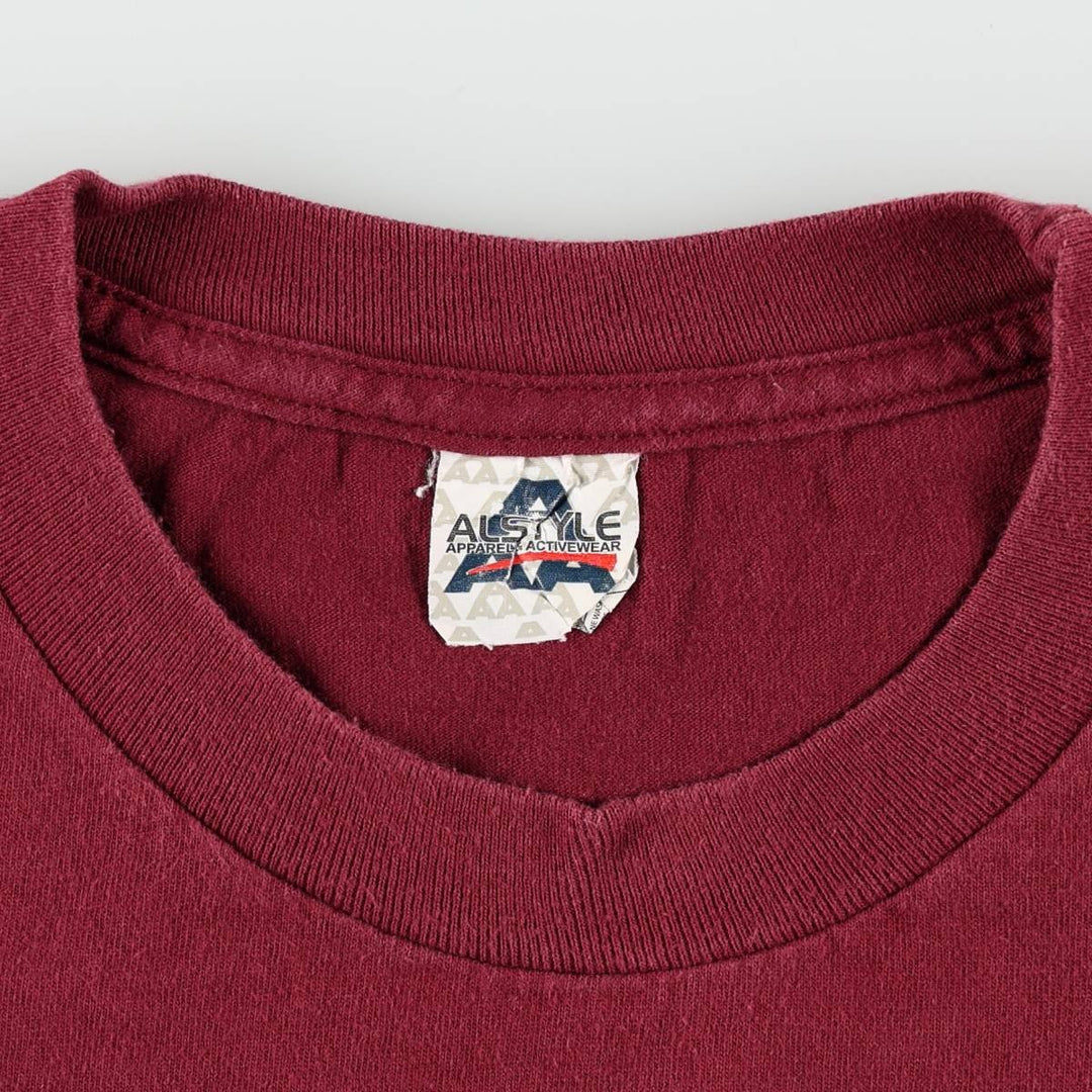 2000'S ALSTYLE Fire Pattern Eagle Design Motorcycle T-Shirt, Men's Size XL (approx.) cotton burgundy type Vintage Second Hand