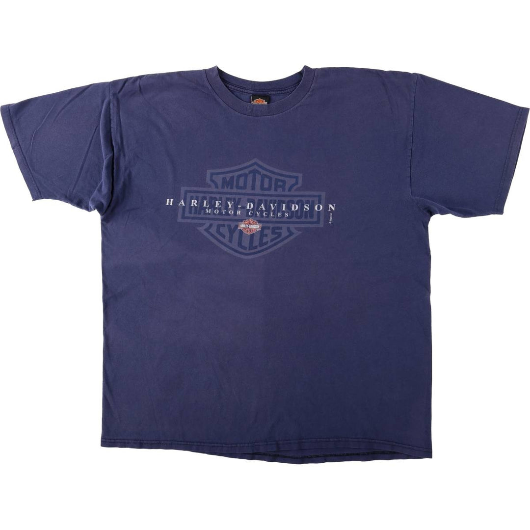 00'S Harley-Davidson Motorcycle Bike T-shirt Men's XXL cotton navy blue type Vintage Second Hand