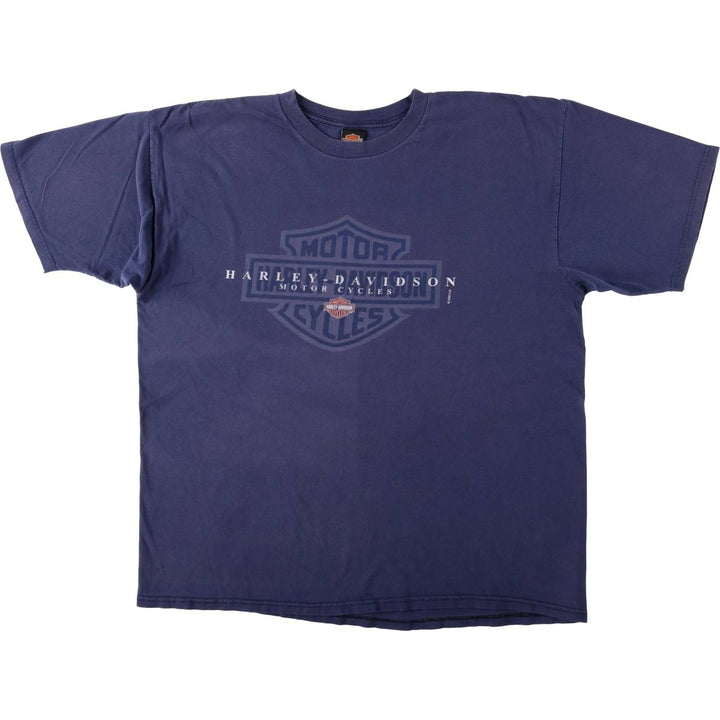00'S Harley-Davidson Motorcycle Bike T-shirt Men's XXL cotton navy blue type Vintage Second Hand