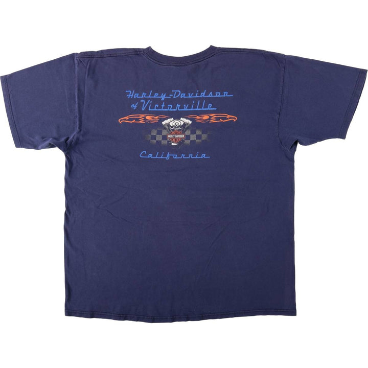 00'S Harley-Davidson Motorcycle Bike T-shirt Men's XXL cotton navy blue type Vintage Second Hand