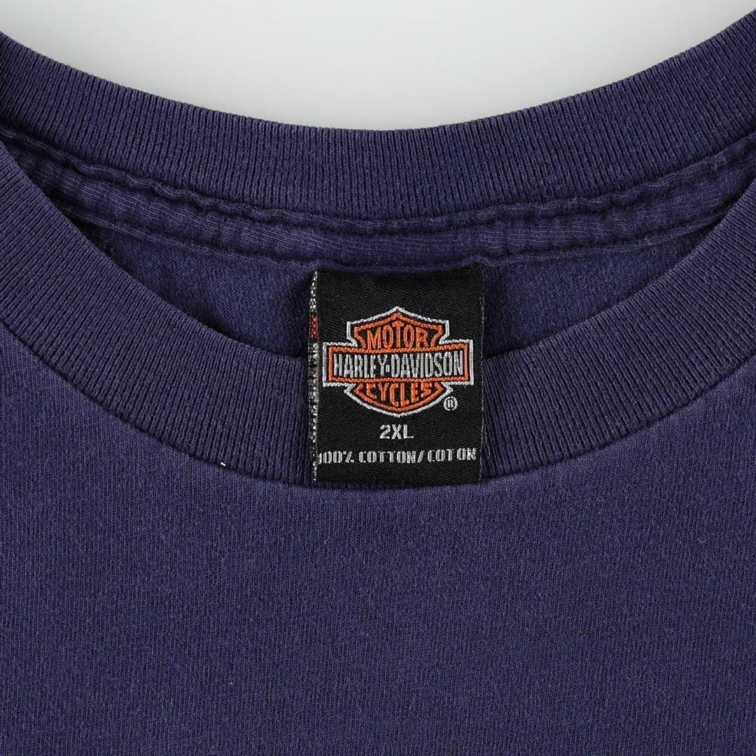 00'S Harley-Davidson Motorcycle Bike T-shirt Men's XXL cotton navy blue type Vintage Second Hand