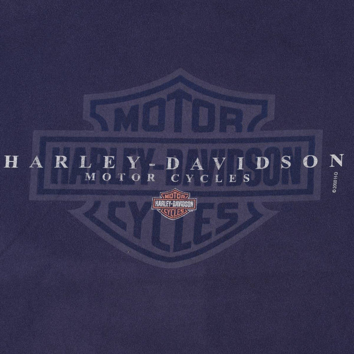 00'S Harley-Davidson Motorcycle Bike T-shirt Men's XXL cotton navy blue type Vintage Second Hand