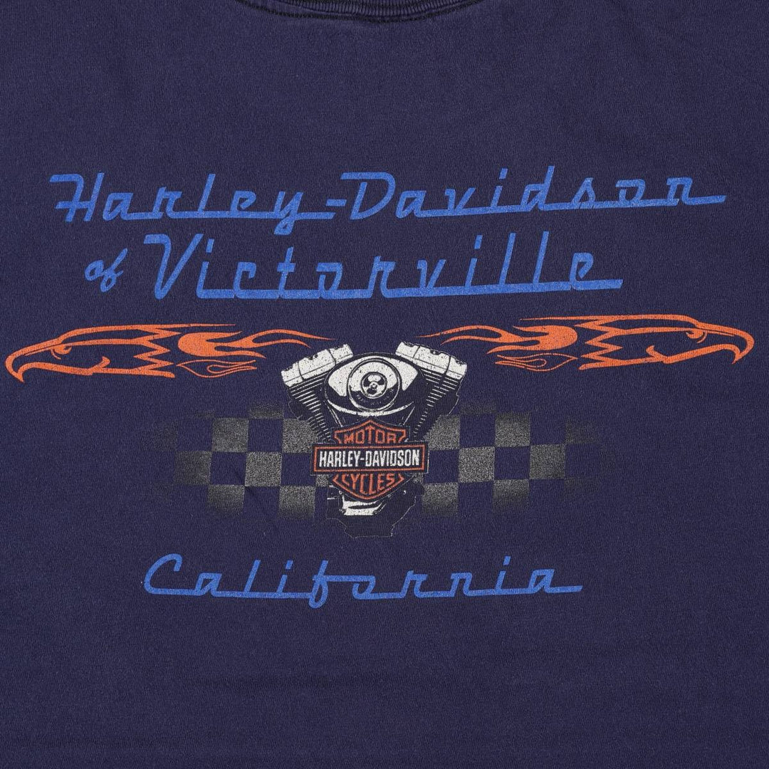 00'S Harley-Davidson Motorcycle Bike T-shirt Men's XXL cotton navy blue type Vintage Second Hand