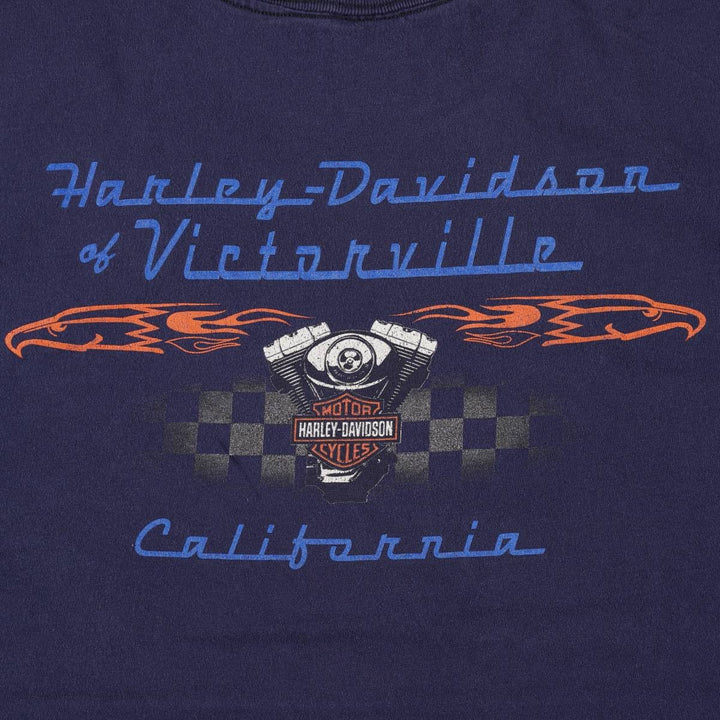 00'S Harley-Davidson Motorcycle Bike T-shirt Men's XXL cotton navy blue type Vintage Second Hand