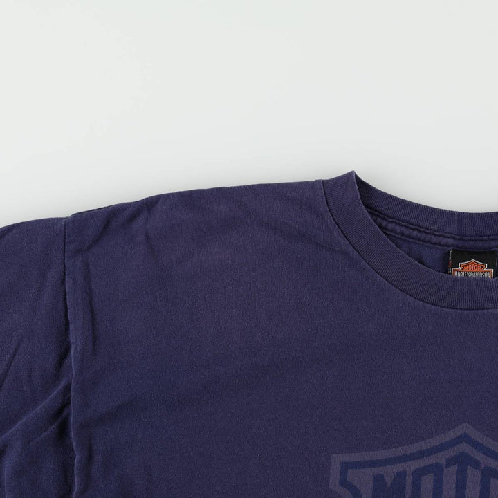 00'S Harley-Davidson Motorcycle Bike T-shirt Men's XXL cotton navy blue type Vintage Second Hand
