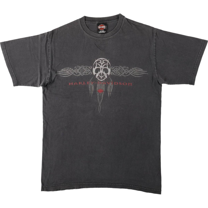 Harley-Davidson Tribal Motorcycle T-Shirt, Men's Size L (approx.) cotton Charcoal Vintage Second Hand