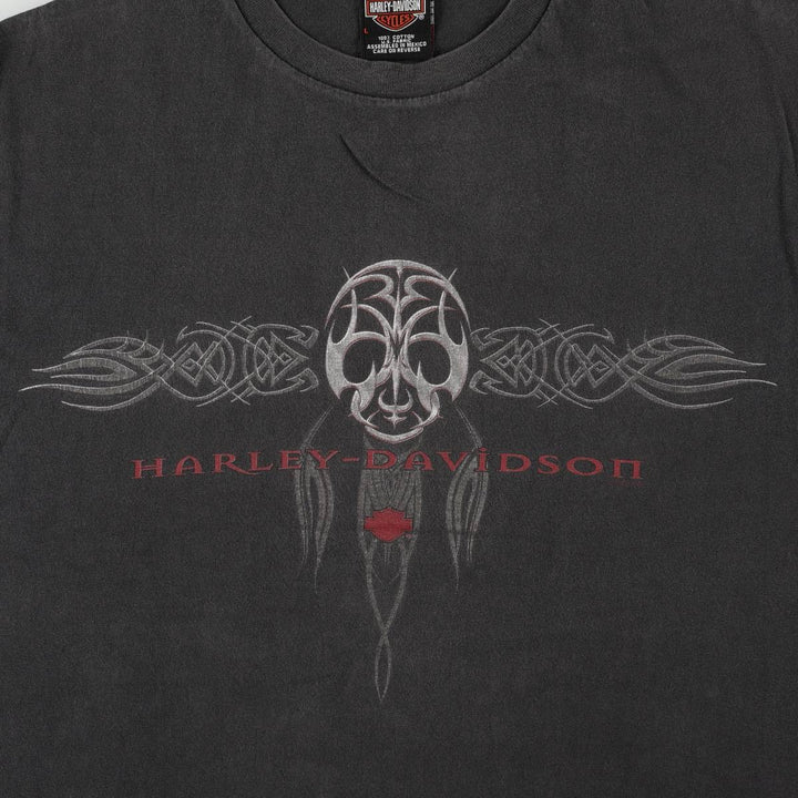 Harley-Davidson Tribal Motorcycle T-Shirt, Men's Size L (approx.) cotton Charcoal Vintage Second Hand