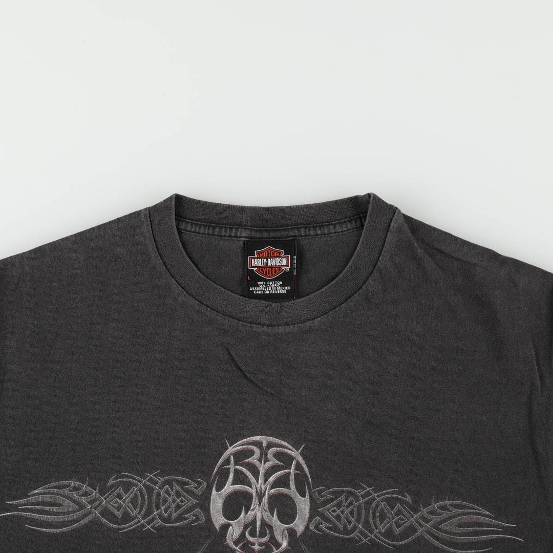 Harley-Davidson Tribal Motorcycle T-Shirt, Men's Size L (approx.) cotton Charcoal Vintage Second Hand