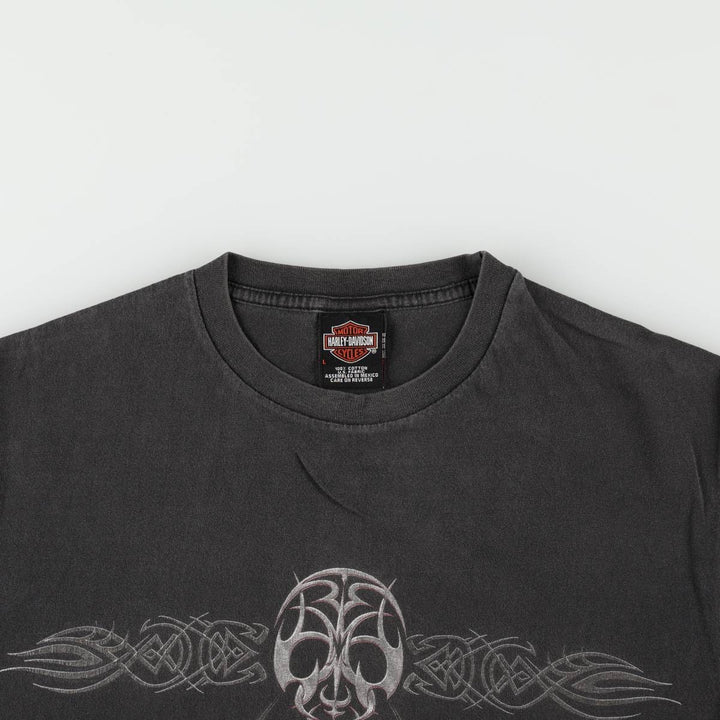 Harley-Davidson Tribal Motorcycle T-Shirt, Men's Size L (approx.) cotton Charcoal Vintage Second Hand