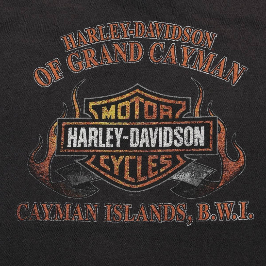 Harley-Davidson Fire Pattern Eagle Design Motorcycle T-Shirt, Men's XXL (approx.) cotton black type Vintage Second Hand