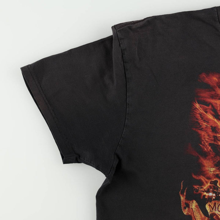 Harley-Davidson Fire Pattern Eagle Design Motorcycle T-Shirt, Men's XXL (approx.) cotton black type Vintage Second Hand