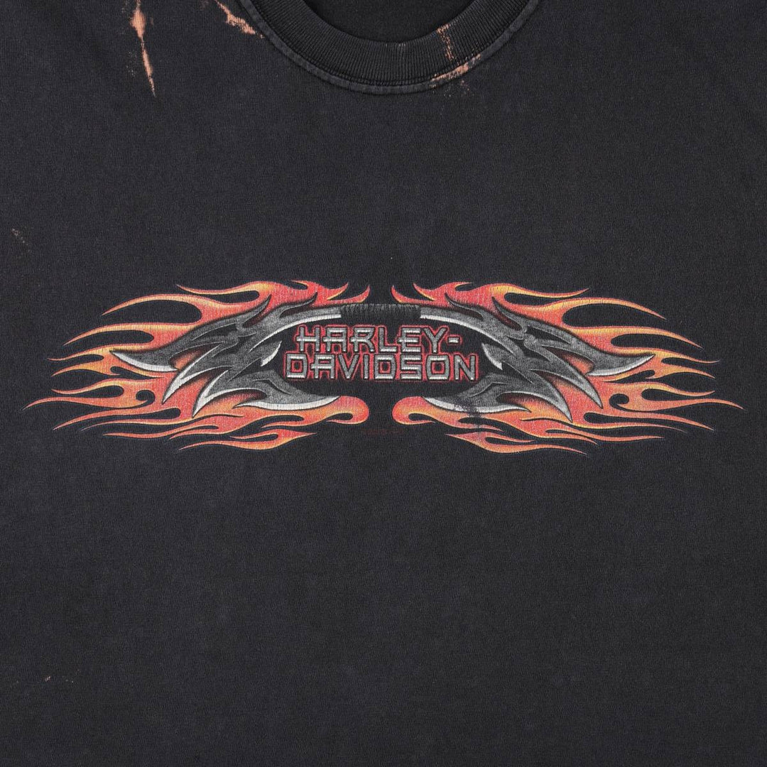 Harley-Davidson Fire Pattern Sleeveless Motorcycle T-Shirt, Men's Size XL unclear black type Vintage Second Hand