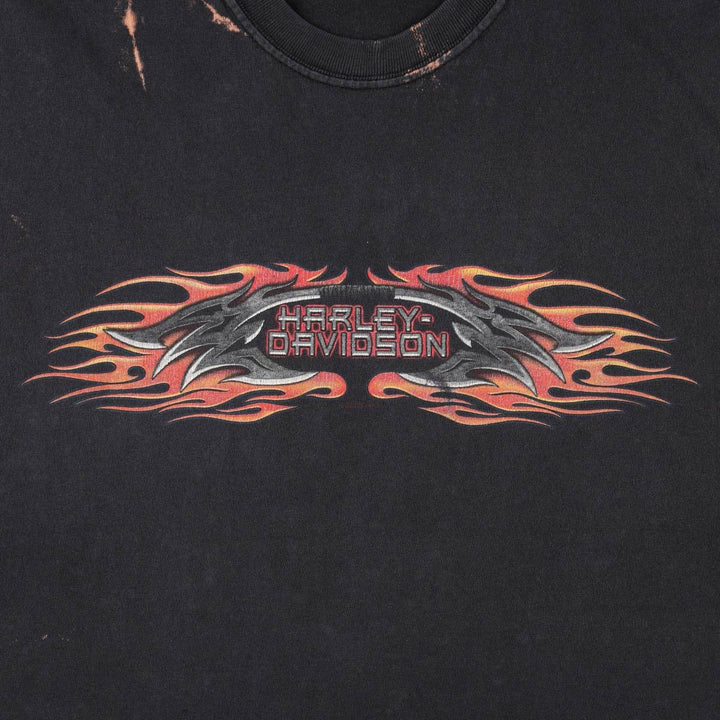 Harley-Davidson Fire Pattern Sleeveless Motorcycle T-Shirt, Men's Size XL unclear black type Vintage Second Hand