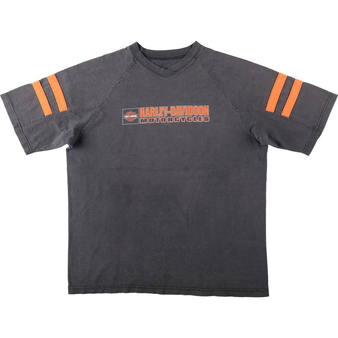 2000'S Harley-Davidson Fire Pattern Motorcycle T-Shirt, Men's Size XL (approx.) cotton black type Vintage Second Hand