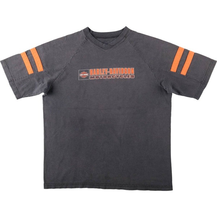 2000'S Harley-Davidson Fire Pattern Motorcycle T-Shirt, Men's Size XL (approx.) cotton black type Vintage Second Hand