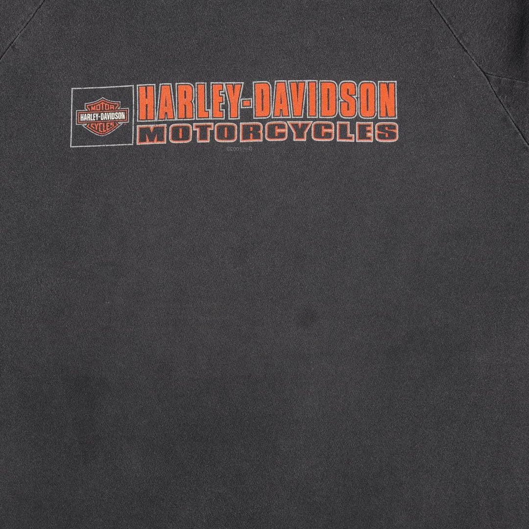 2000'S Harley-Davidson Fire Pattern Motorcycle T-Shirt, Men's Size XL (approx.) cotton black type Vintage Second Hand